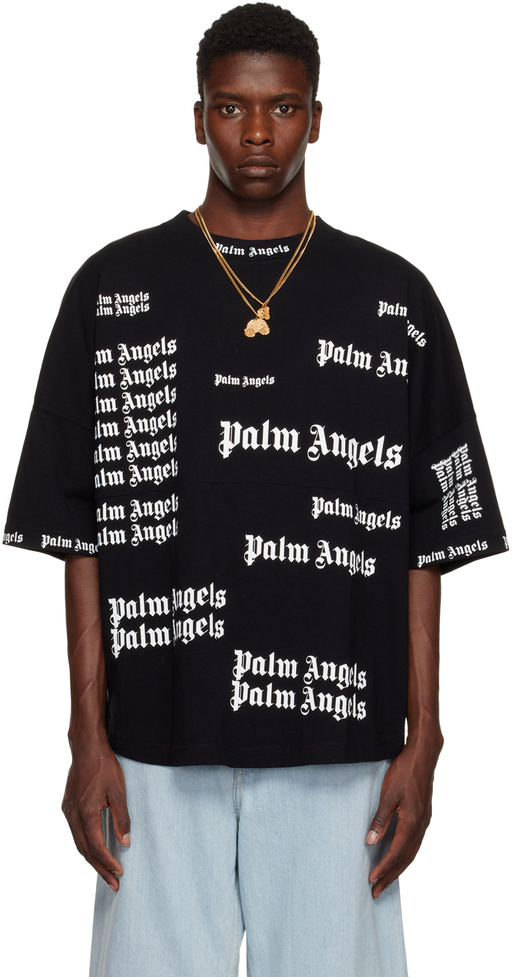 Black Cotton T-Shirt By Palm Angels On Sale