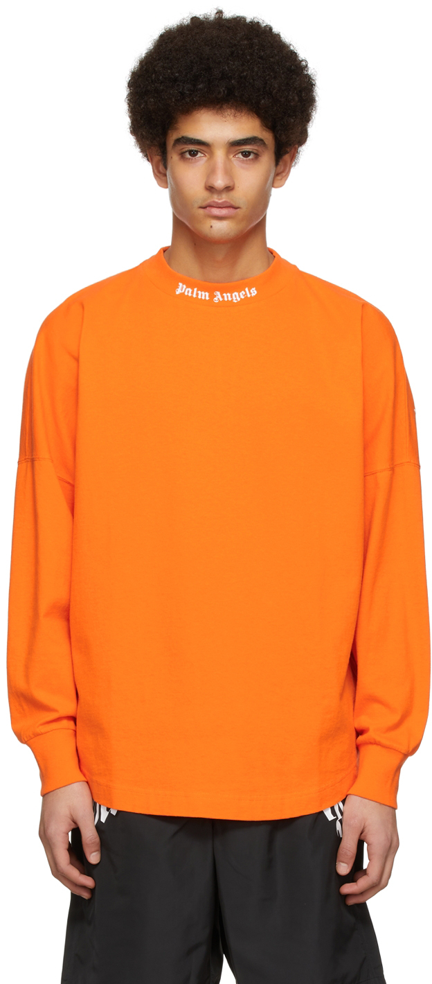 Palm Angels Orange Cotton Long Sleeve T-Shirt