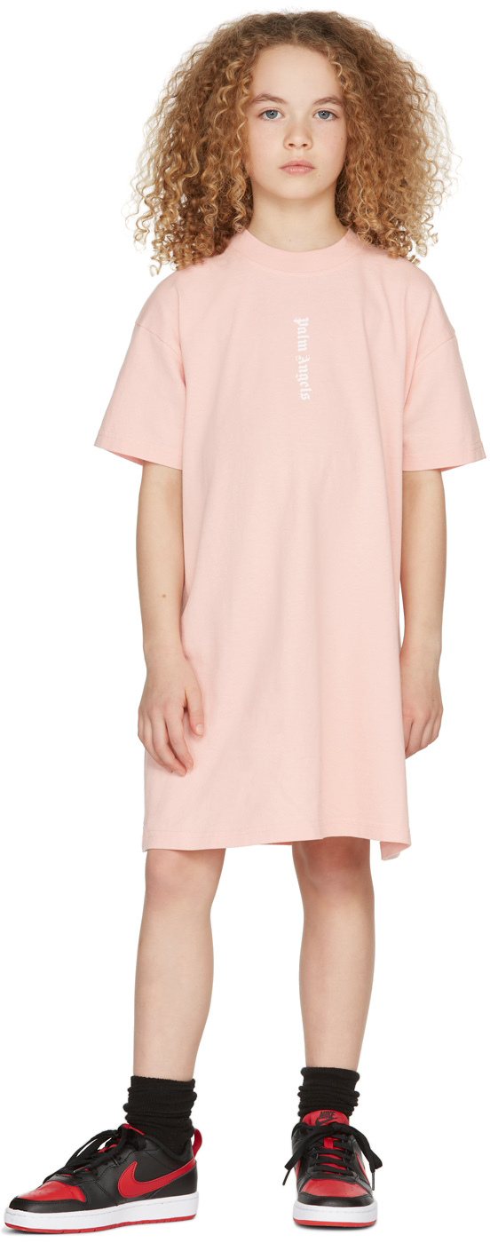 Palm Angels Kids Pink & White Logo T-Shirt Dress