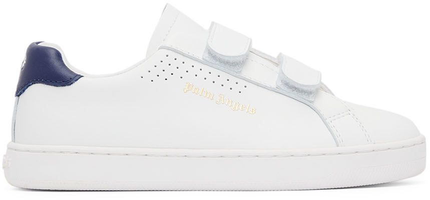 Palm Angels Kids White & Navy Palm 1 Strap Sneakers