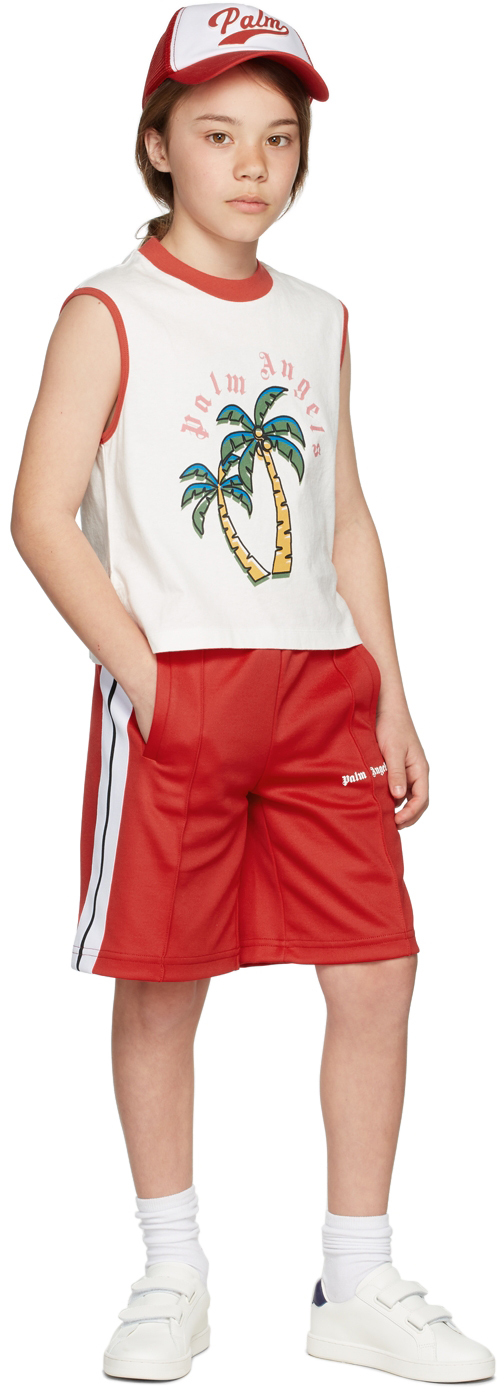 Palm Angels Kids Red Logo Shorts