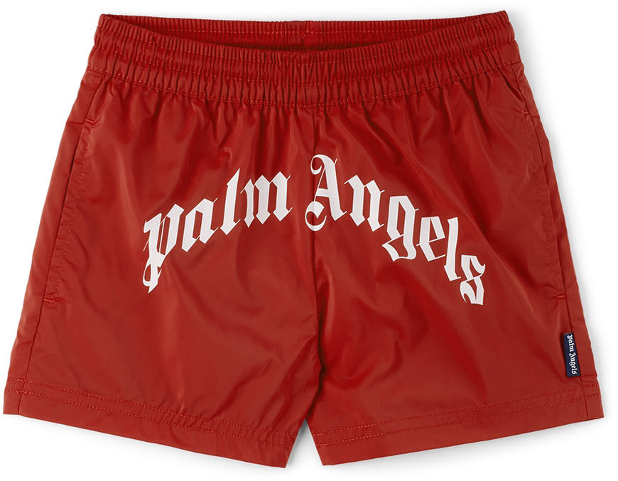 Palm Angels Kids Red Logo Swim Shorts
