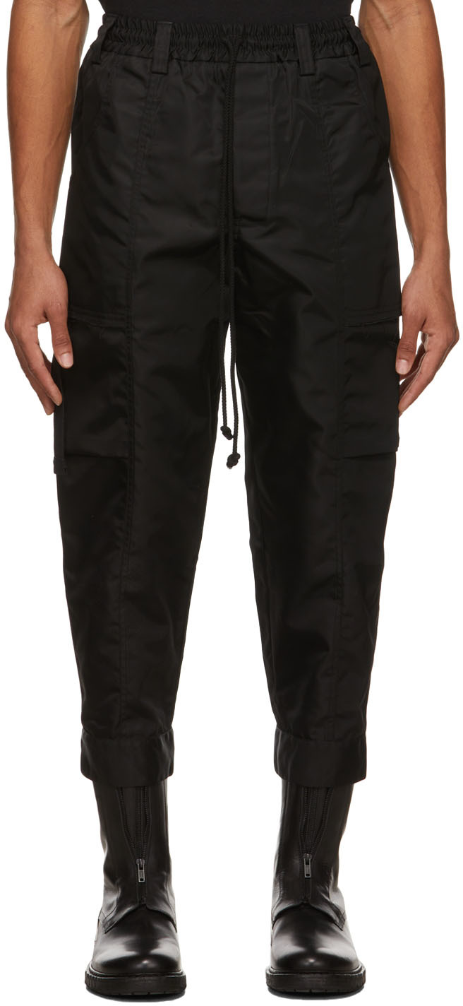 Black Tabbed Cargo Pants by Song for the Mute on Sale