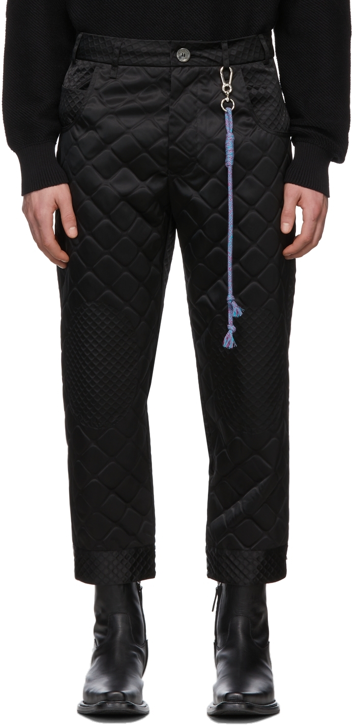 Song for the Mute: Black Tab Knee Patch Pocket Trousers | SSENSE