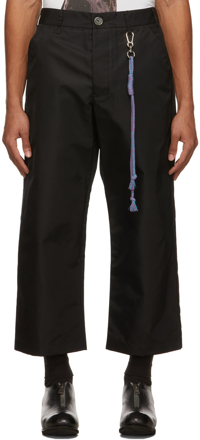 Black Cropped Work Trousers