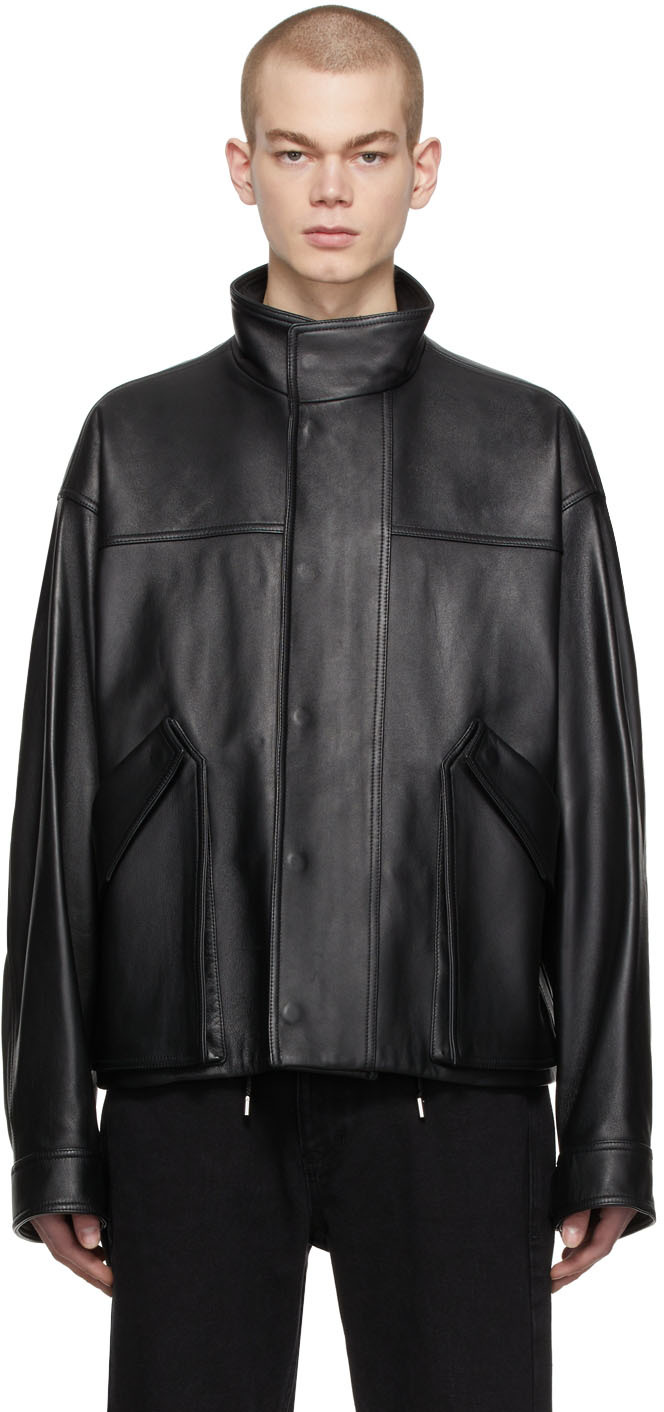 Wooyoungmi: Black Leather Jacket | SSENSE Canada