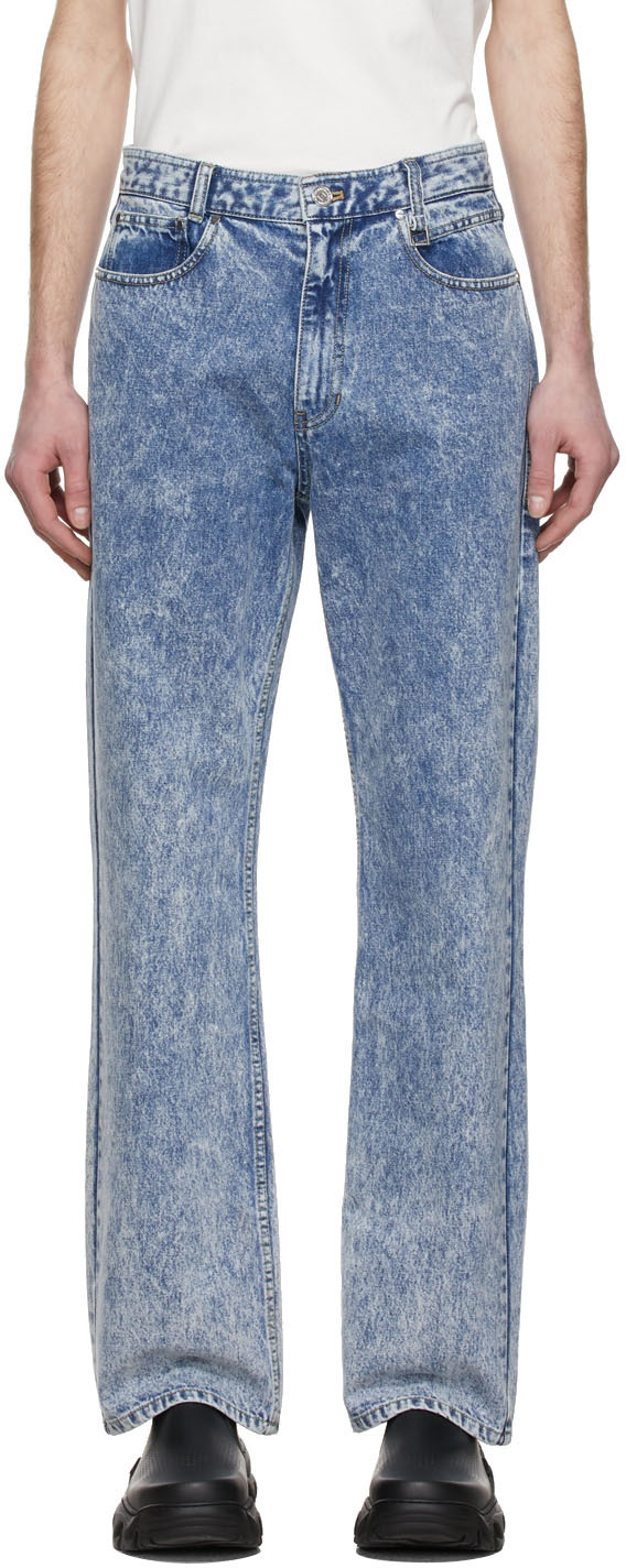 Blue Stone Washed Jeans by Wooyoungmi on Sale