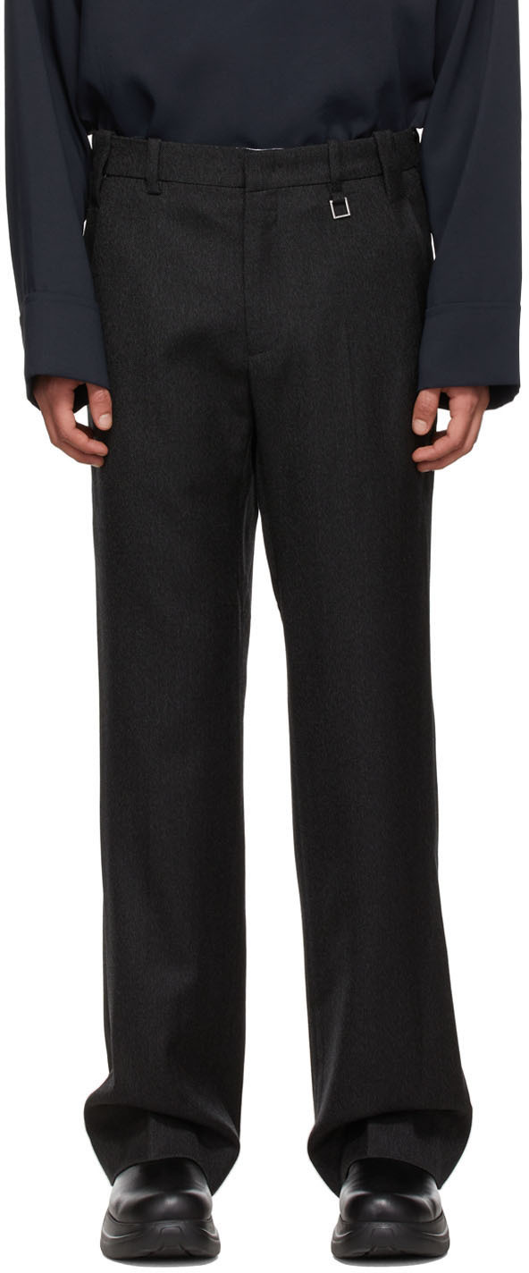 Black Wool Trousers by Wooyoungmi on Sale