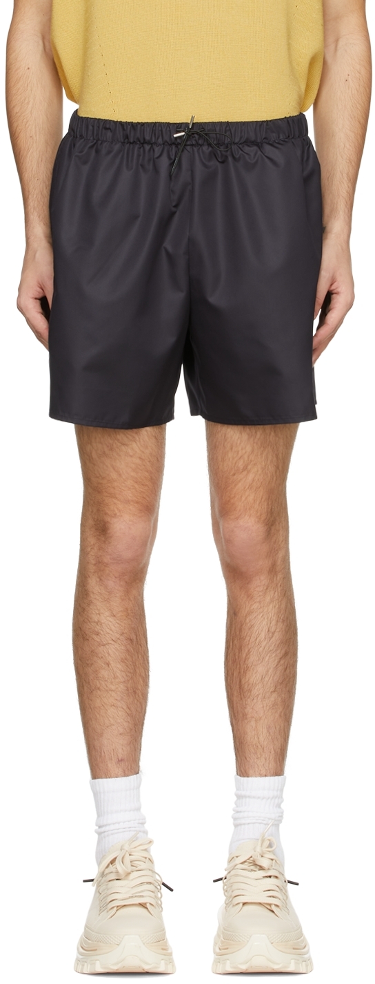 Navy Polyester Shorts