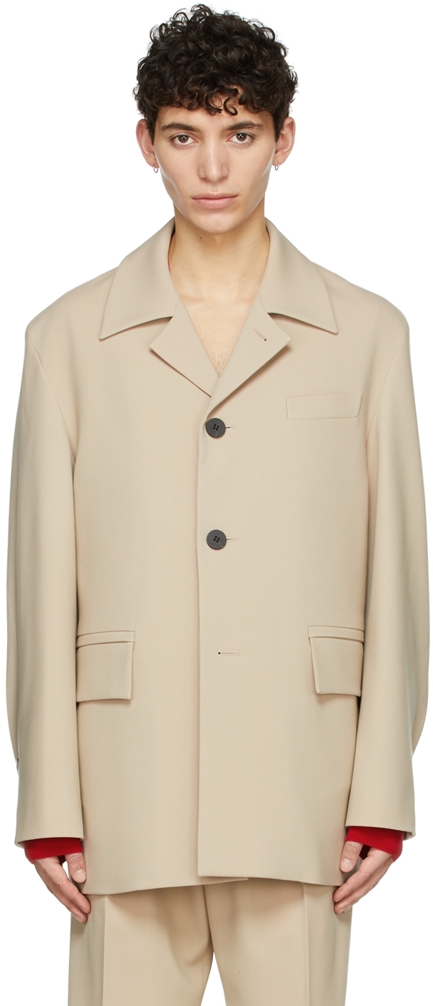 Beige Polyester Blazer
