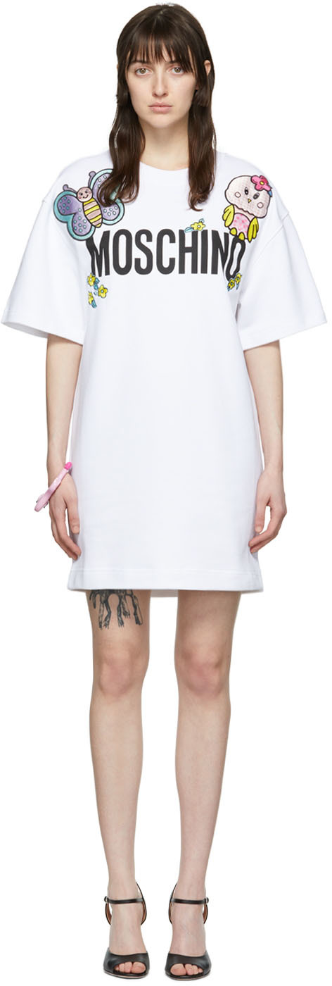 Moschino White Organic Cotton Mini Dress