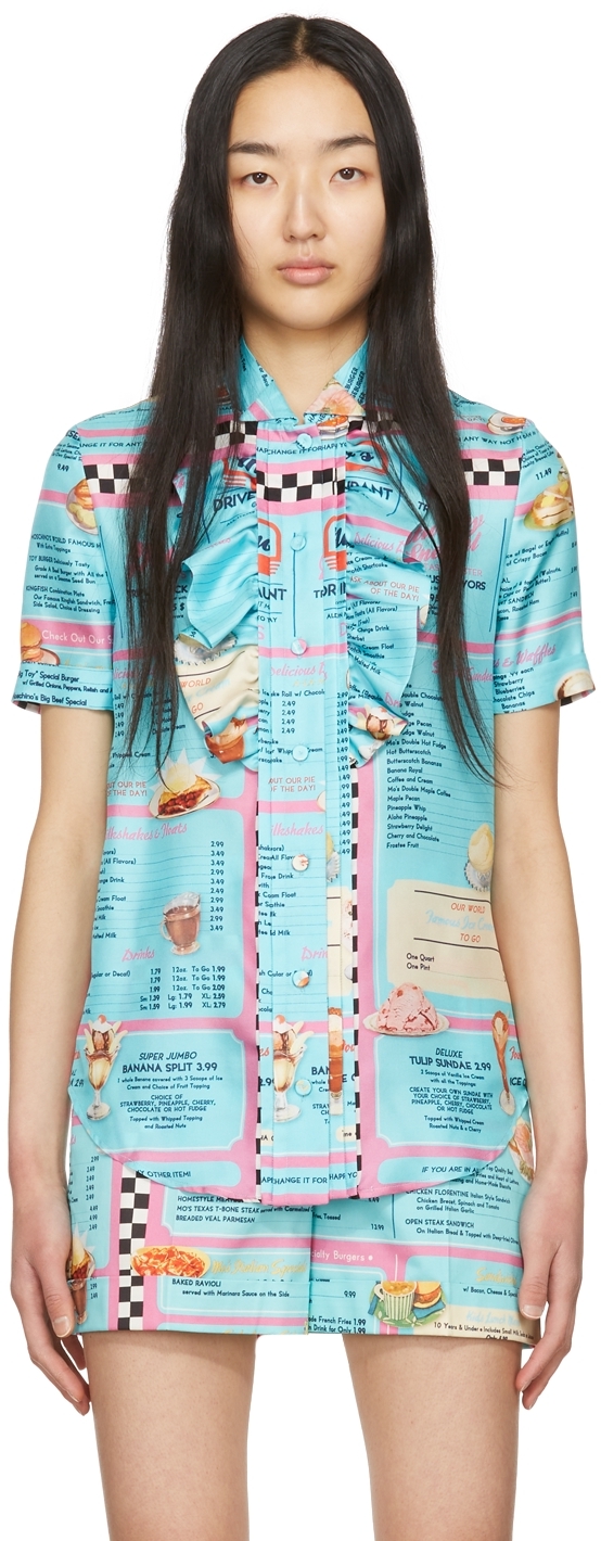 Blue The Diner Silk Shirt