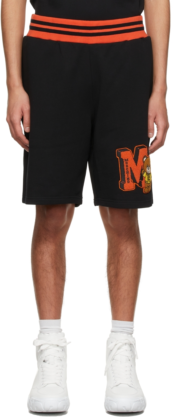 Black & Orange Varsity Teddy Shorts
