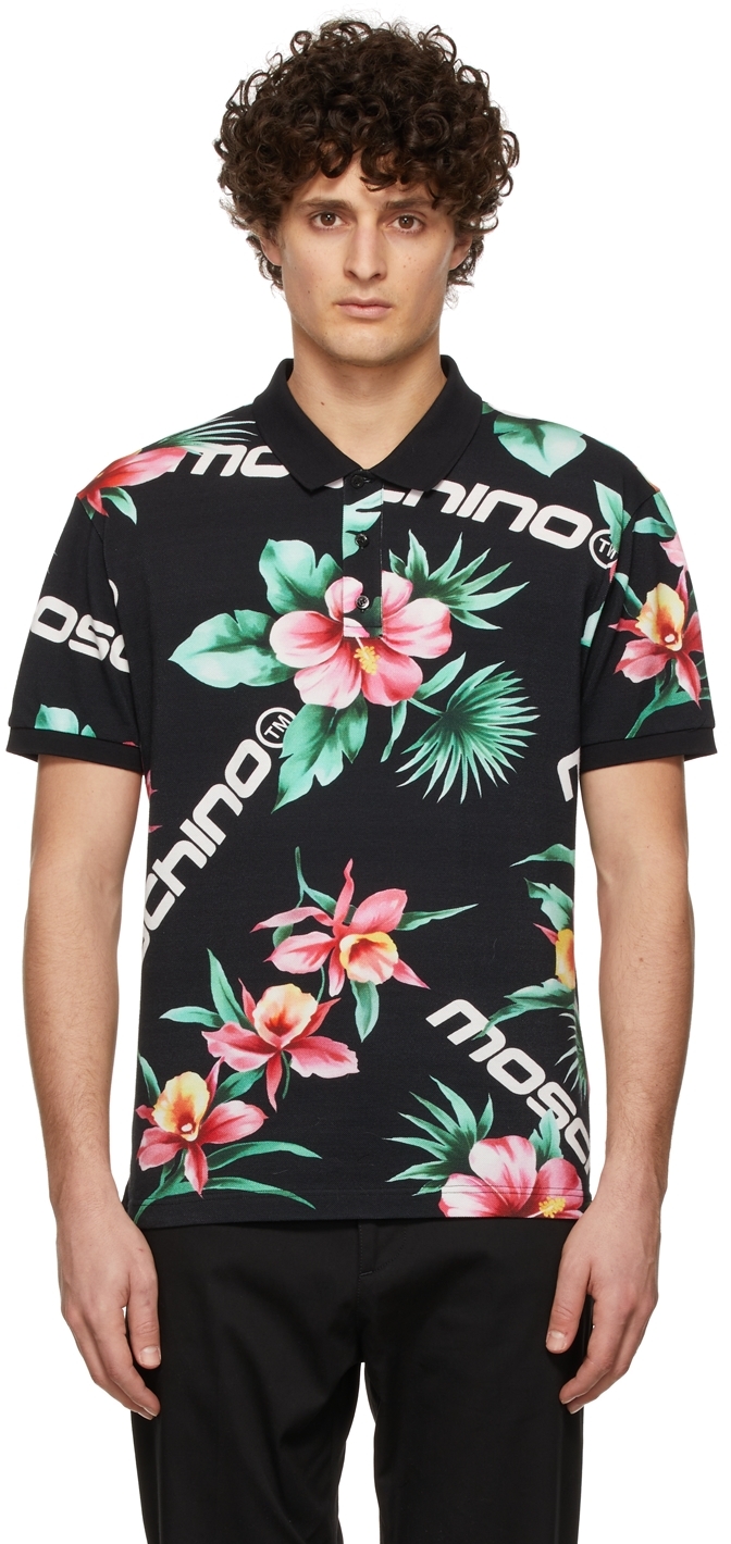 floral polo black