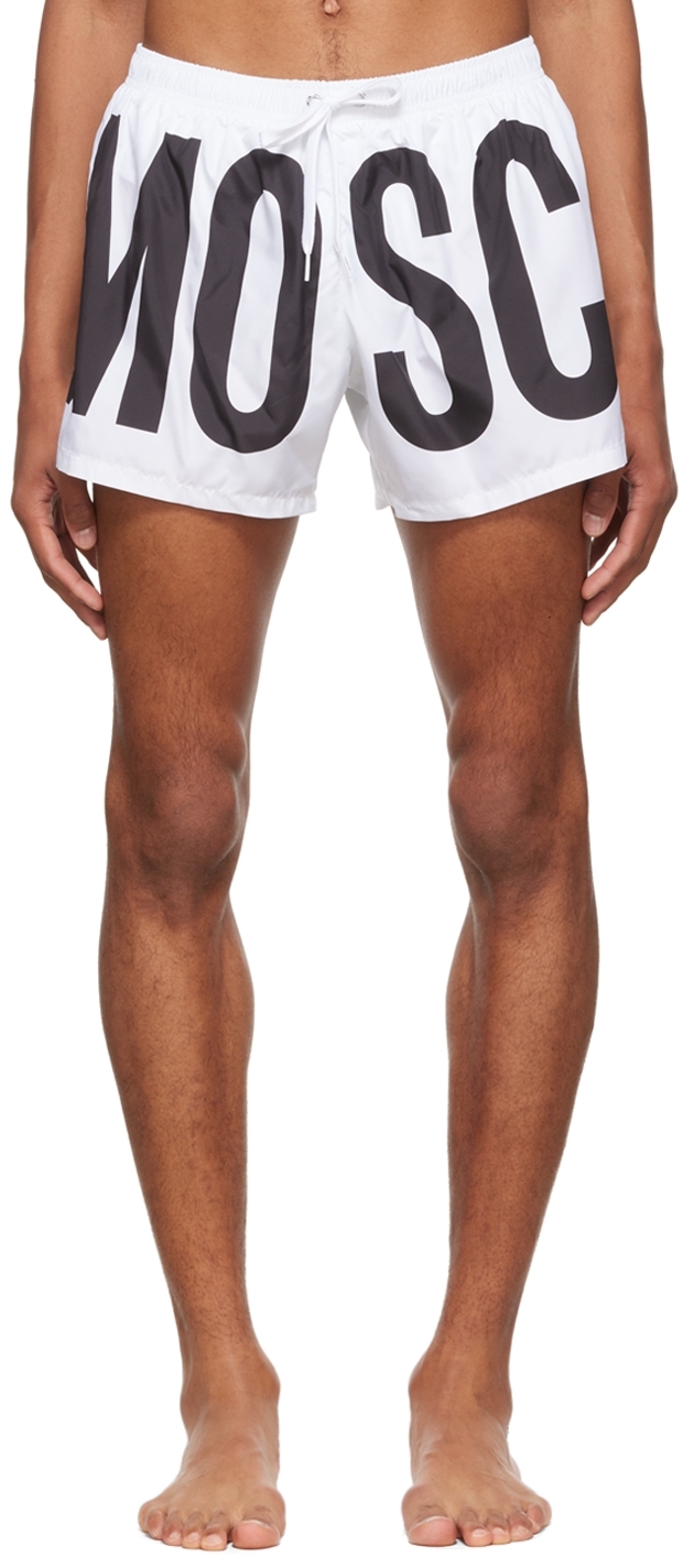 Moschino White Polyester Swim Shorts
