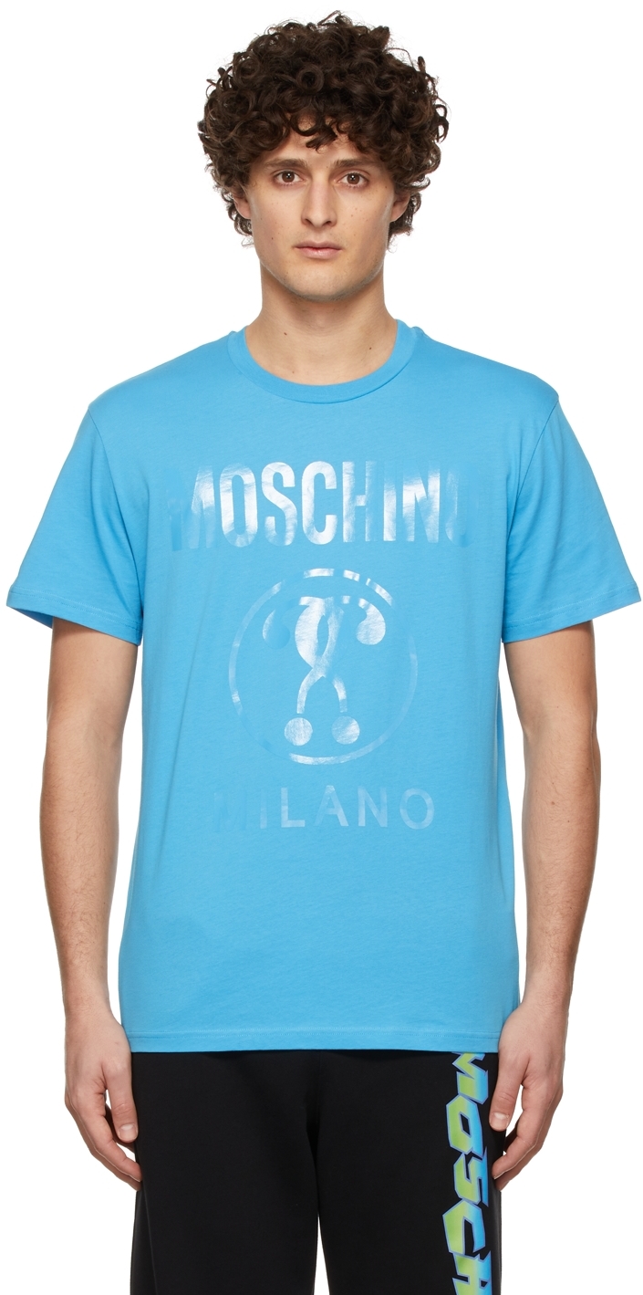 Moschino Blue Double Question Mark Print T-Shirt