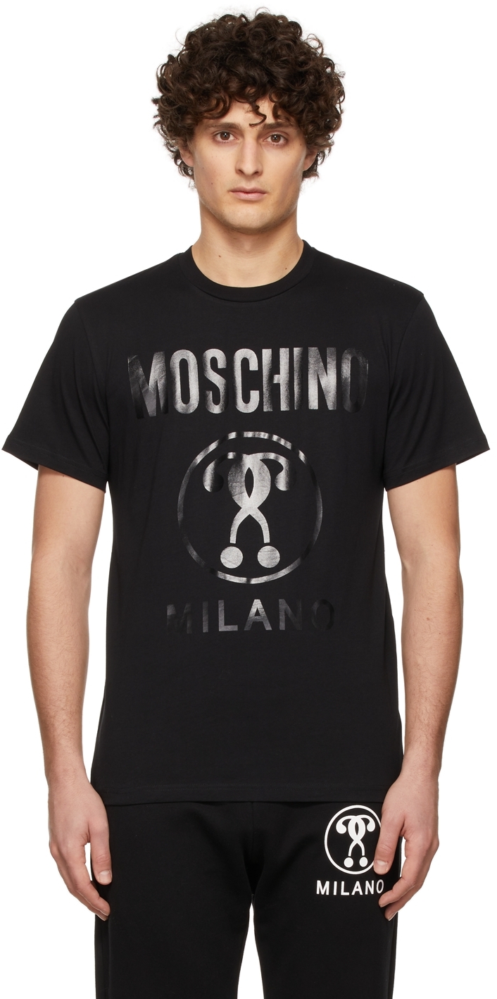 Moschino Black Double Question Mark Print T-Shirt