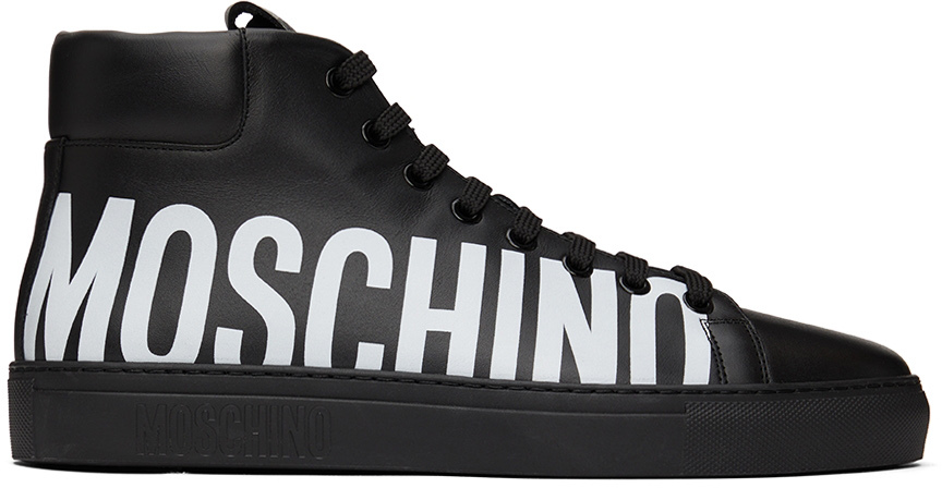 MOSCHINO BLACK LOGO HIGH trainers