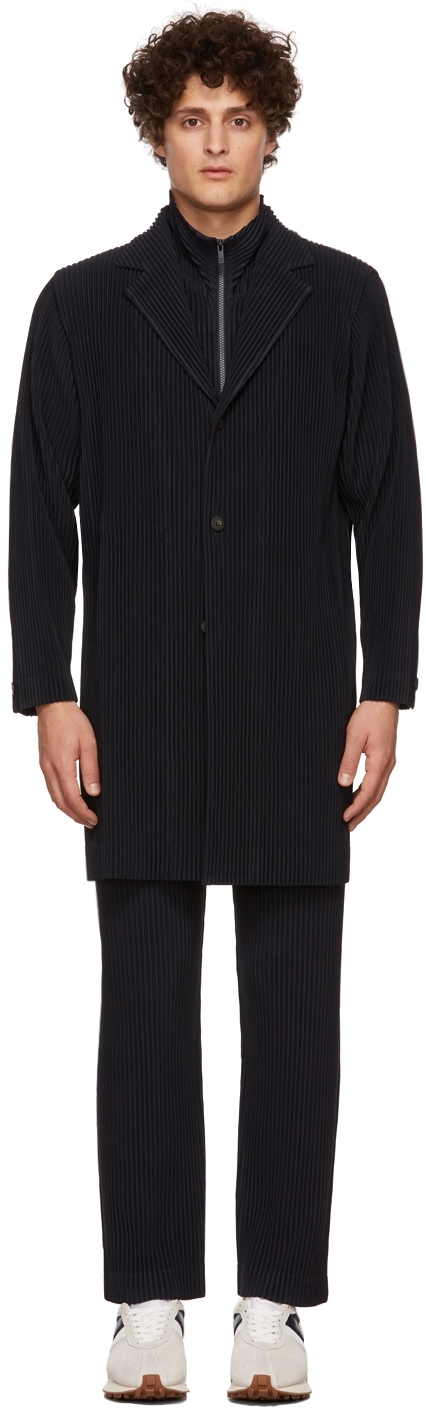 Homme Plissé Issey Miyake Navy Basics Coat | Smart Closet