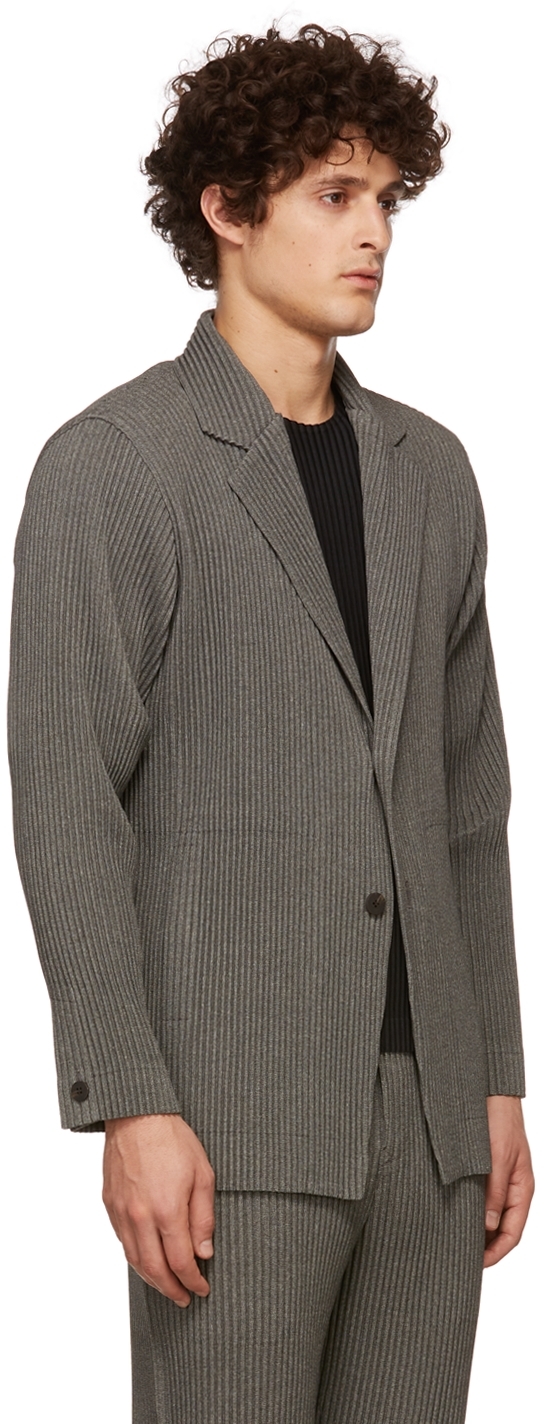 Homme Plissé Issey Miyake Grey Light Wool-Like Blazer | Smart