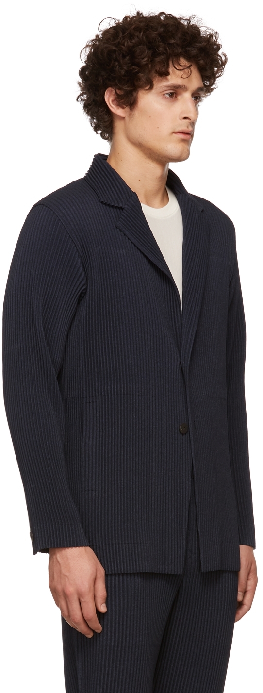 Homme Plissé Issey Miyake Navy Light Wool-Like Blazer | Smart