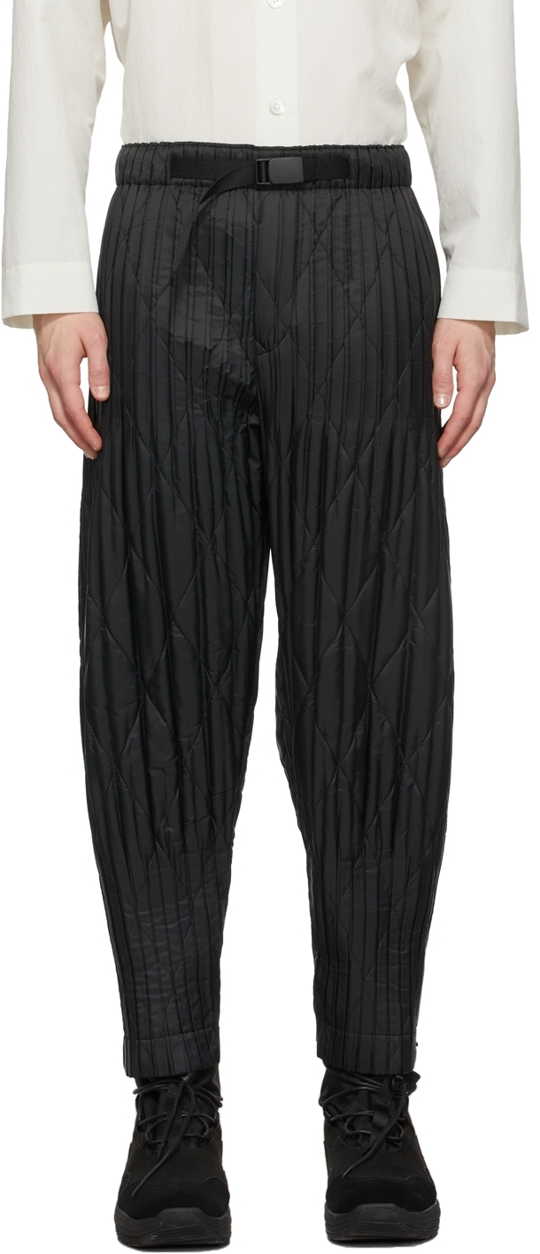 Homme Plissé Issey Miyake Black Padded Pleats Trousers | Smart Closet