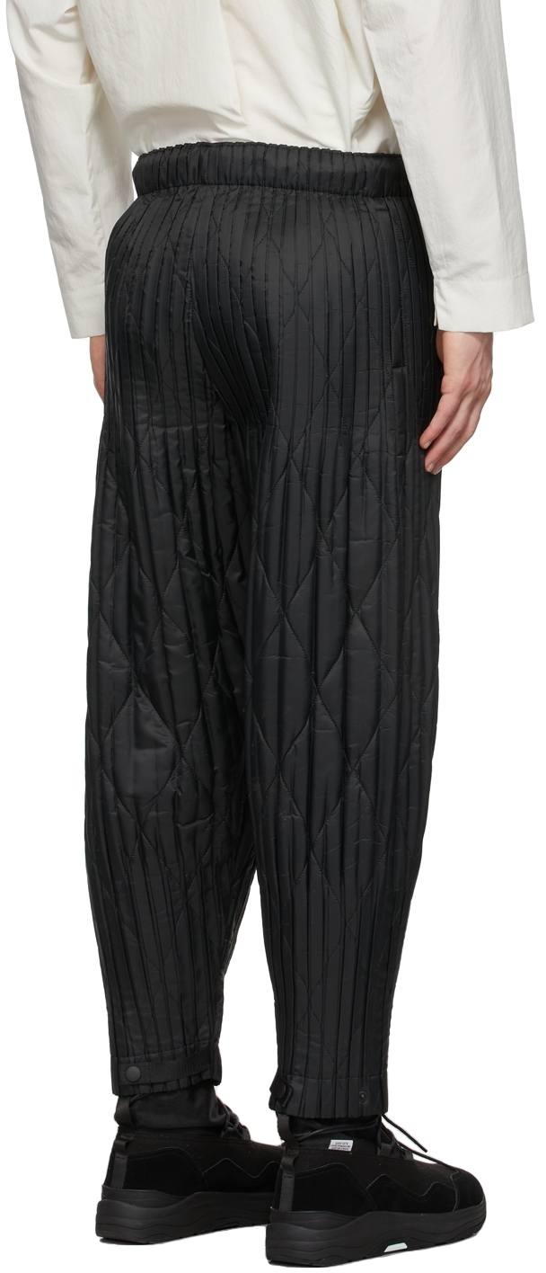 Homme Plissé Issey Miyake Black Padded Pleats Trousers | Smart Closet