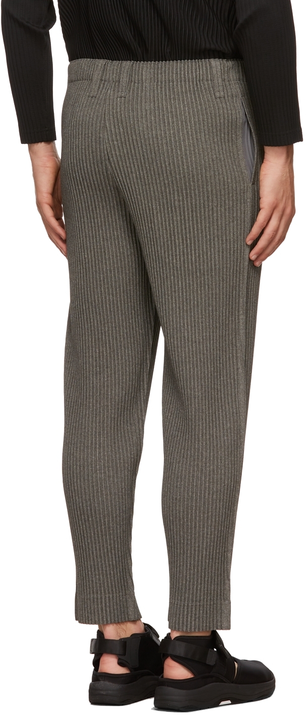 Homme Plissé Issey Miyake Grey Light Wool-Like Trousers | Smart Closet