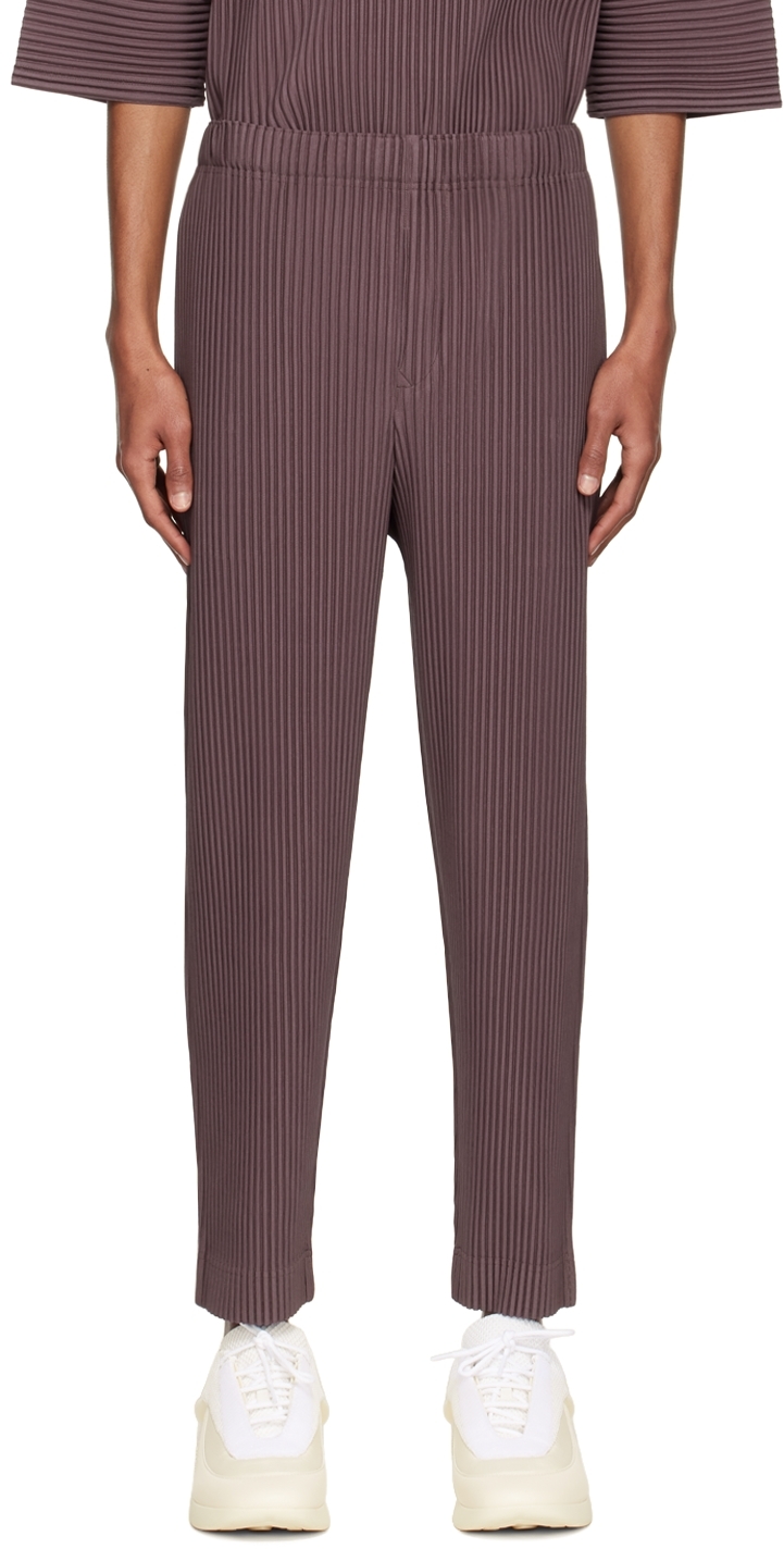 Brown Polyester Trousers by Homme 
