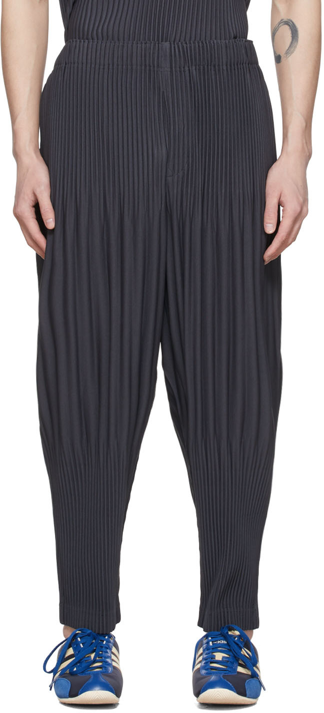 Pleats Please Issey Miyake Grey Polyester Trousers In 14-gunmetal Gray