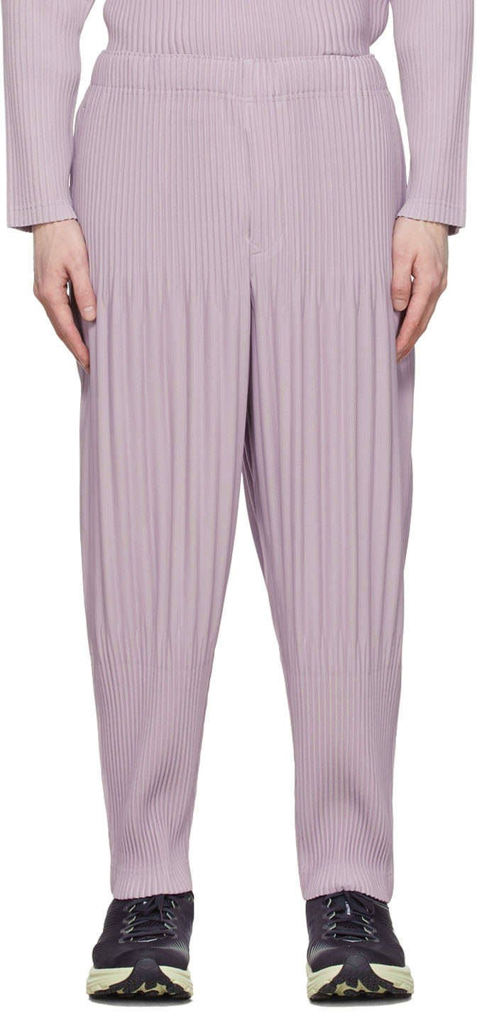 Purple Polyester Trousers by Homme Plissé Issey Miyake on Sale