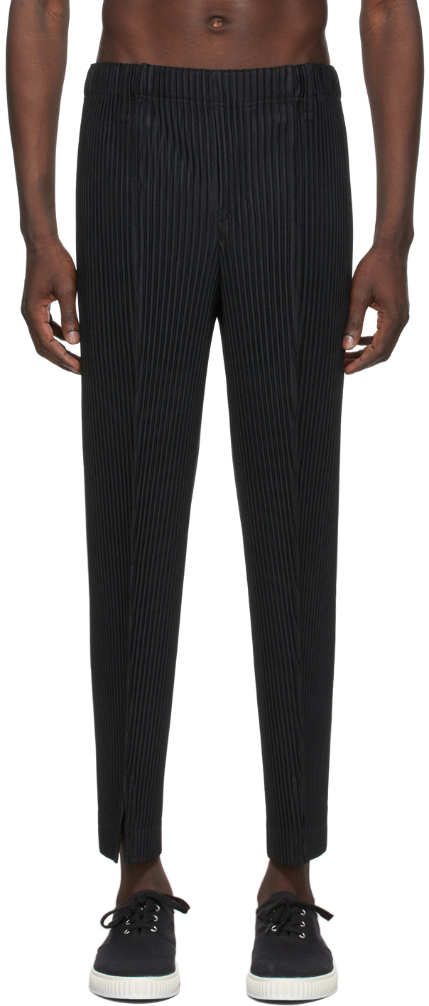 Homme Plissé Issey Miyake: Black Tailored Pleats 1 Trousers | SSENSE