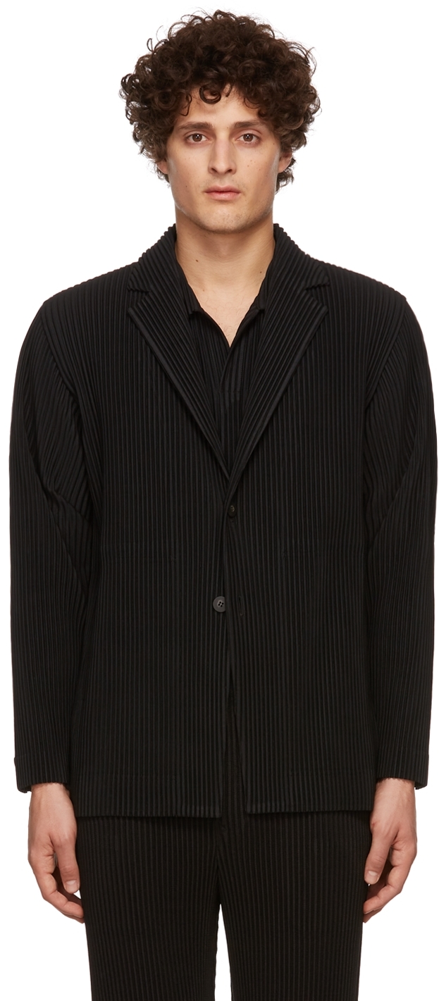 Homme Plissé Issey Miyake: Black Basics Blazer | SSENSE Canada