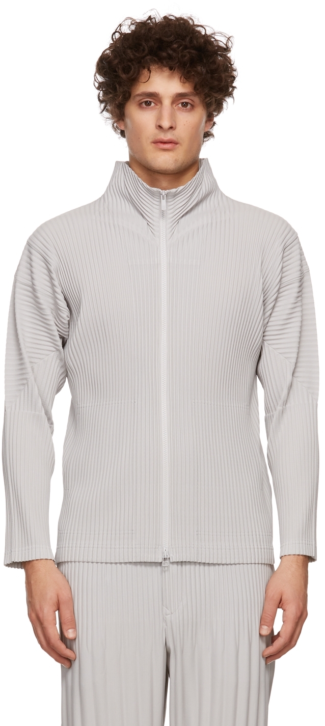 Homme Plissé Issey Miyake Grey Basics Zip-Up Jacket | Smart Closet