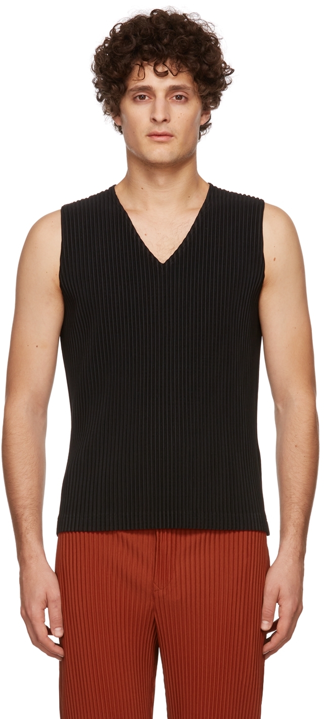 Homme Plissé Issey Miyake: Black Basics Tank Top | SSENSE Canada