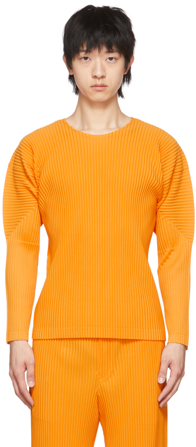 Orange Monthly Color February T-Shirt by Homme Plissé Issey Miyake on Sale