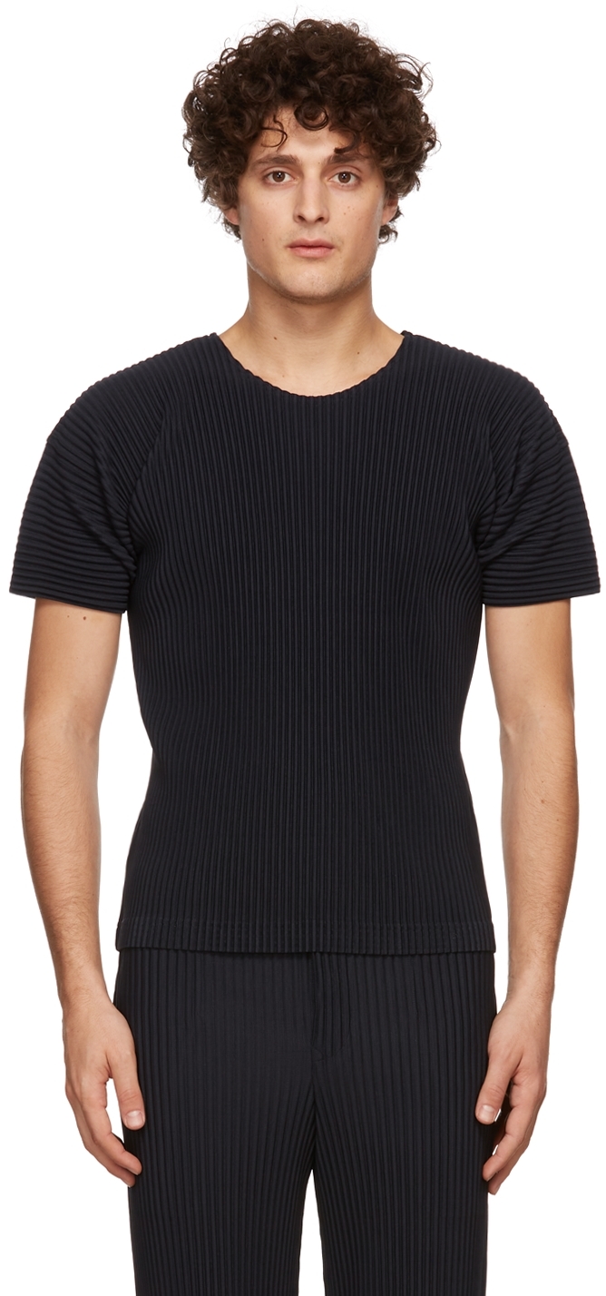 Homme Plissé Issey Miyake Navy Basics T-Shirt | Smart Closet