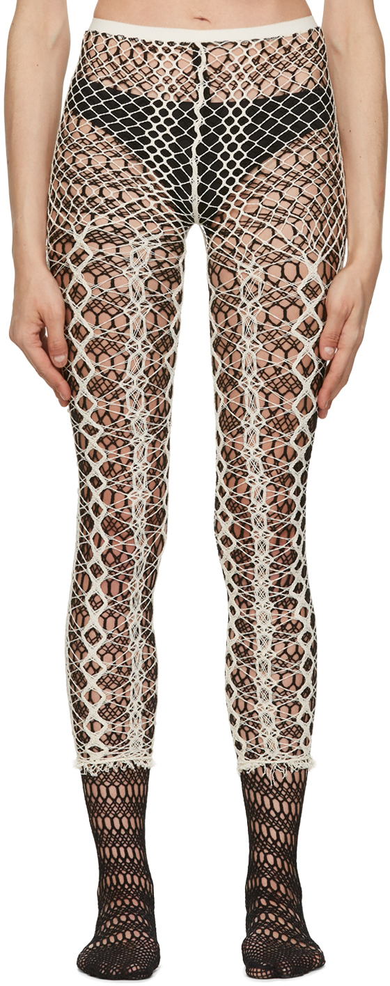 Y's Off-White & Black Layered Lace Tights
