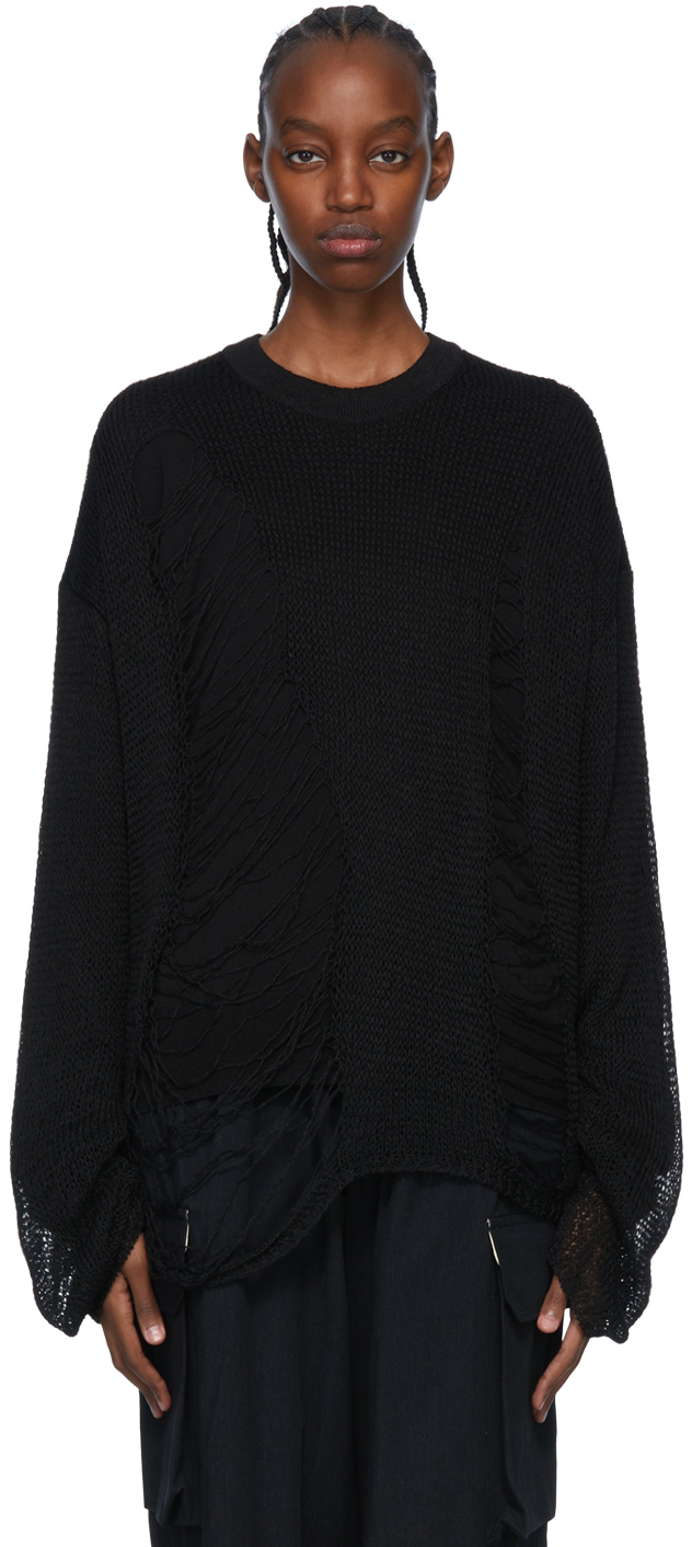 Y's Black Linen Sweater