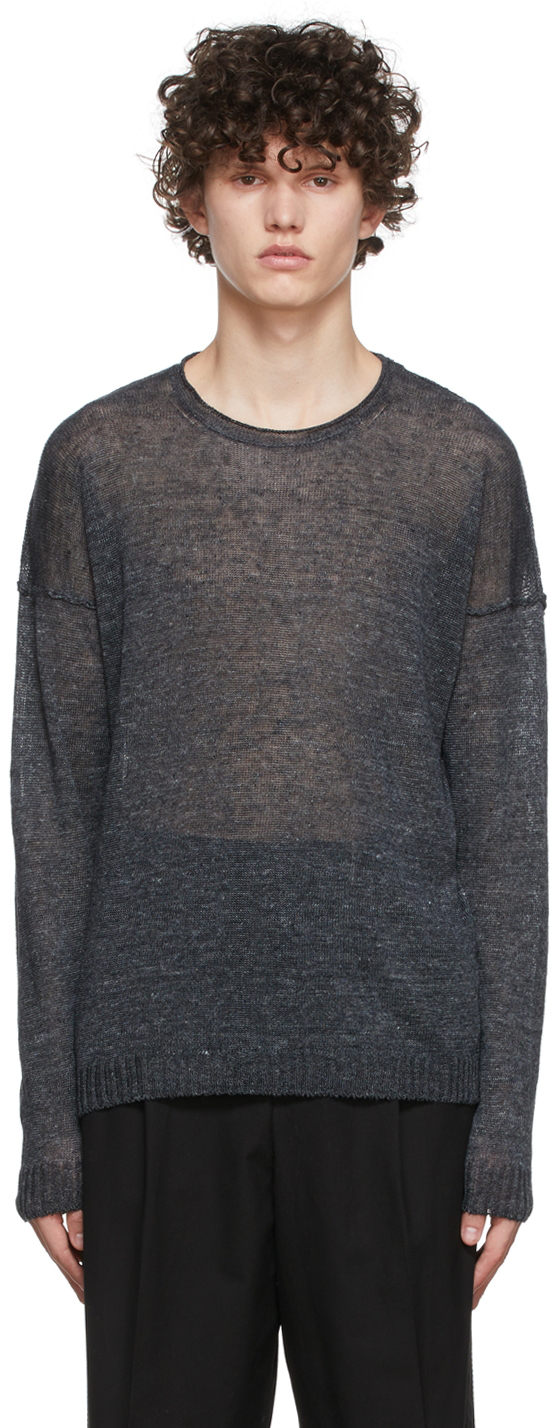 Isabel Benenato Grey Linen Sweater
