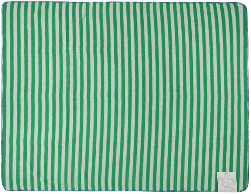 Sunnei Ssense Exclusive Green Striped Blanket In 7170 Pinstriped Whit