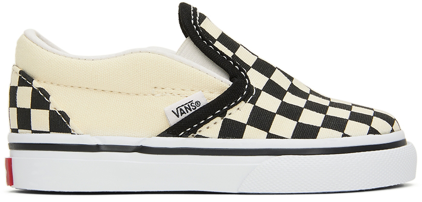 black and off white checkered vans