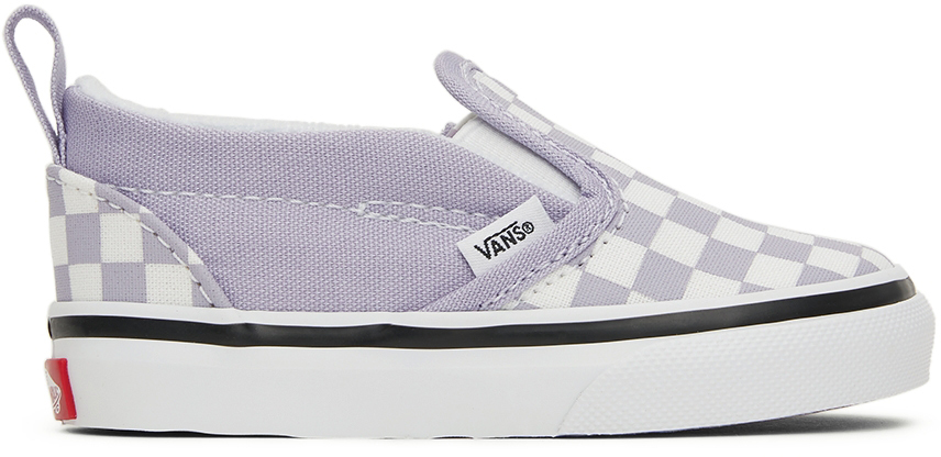 Baby Purple & White Checkerboard Slip-On V Sneakers by Vans on Sale