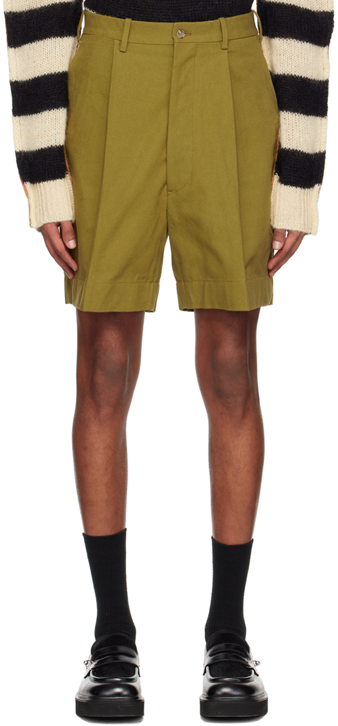 Khaki Pleated Shorts