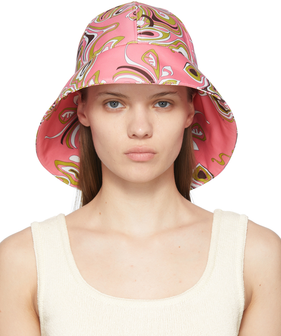 Emilio Pucci Pink Graphic Beach Hat