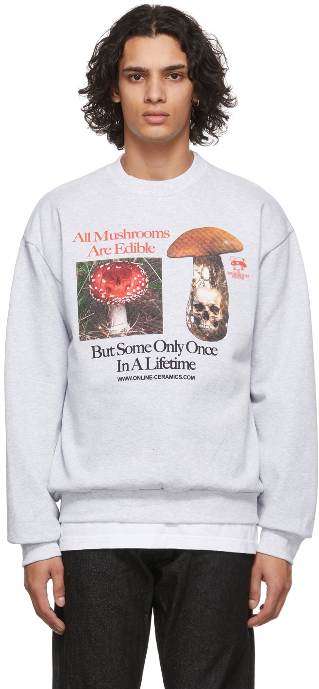 Online Ceramics: Grey Mushroom House of Death Sweatshirt | SSENSE UK
