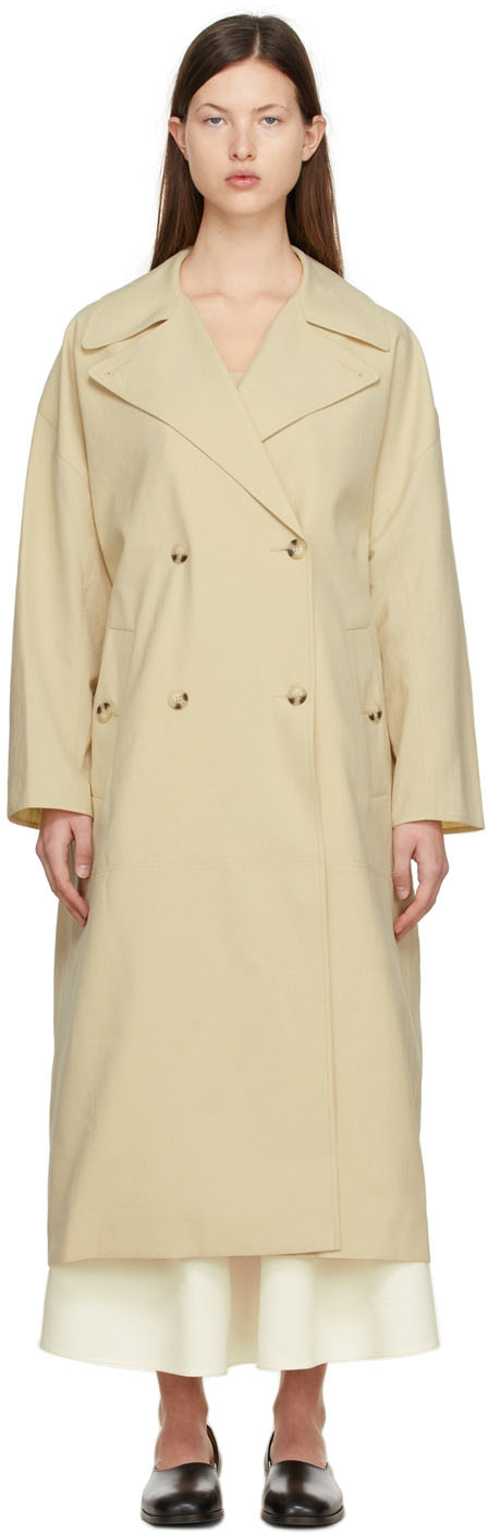 Beige Polyester Trench Coat