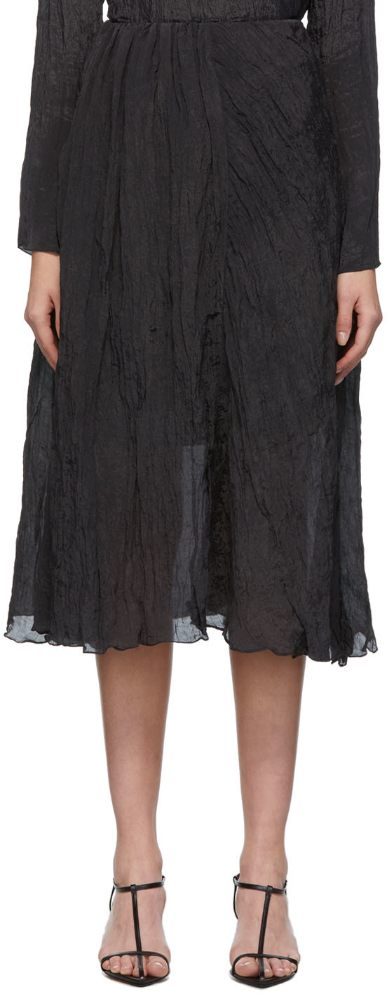 GIA STUDIOS Black Crinkled Skirt