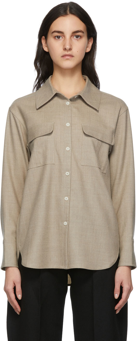 GIA STUDIOS: Beige Collared Shirt | SSENSE