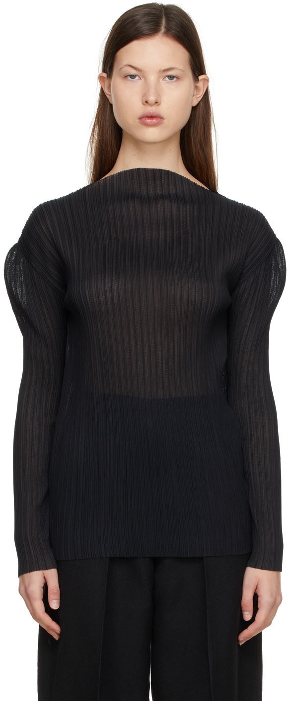 GIA STUDIOS Black Polyester Long Sleeve T-Shirt